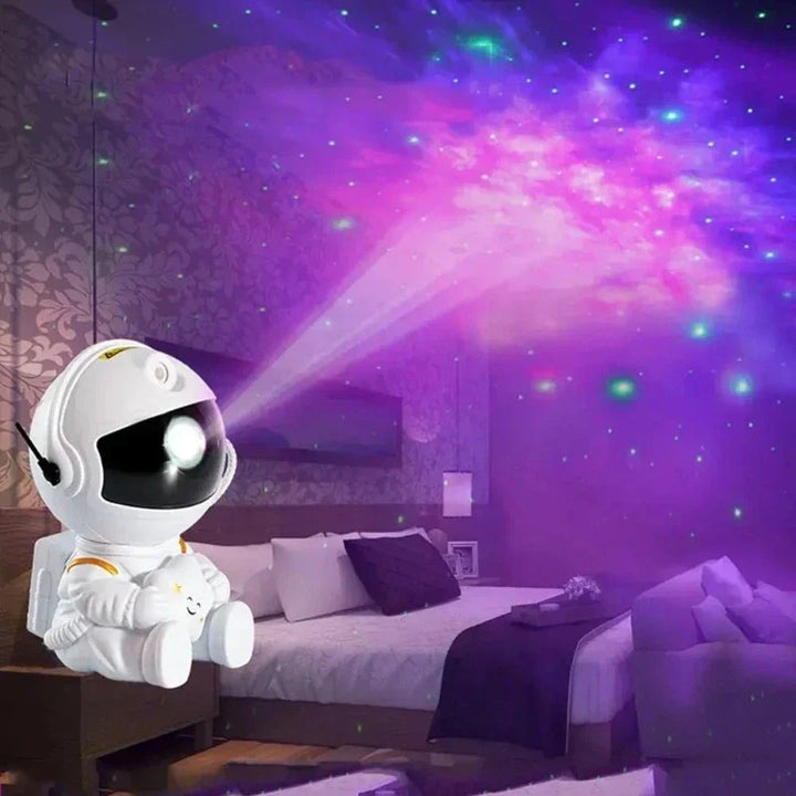 Galaxy Stjernehimmel Projektør Lampe - Astronaut LED Projektion Natlys til Soveværelse |