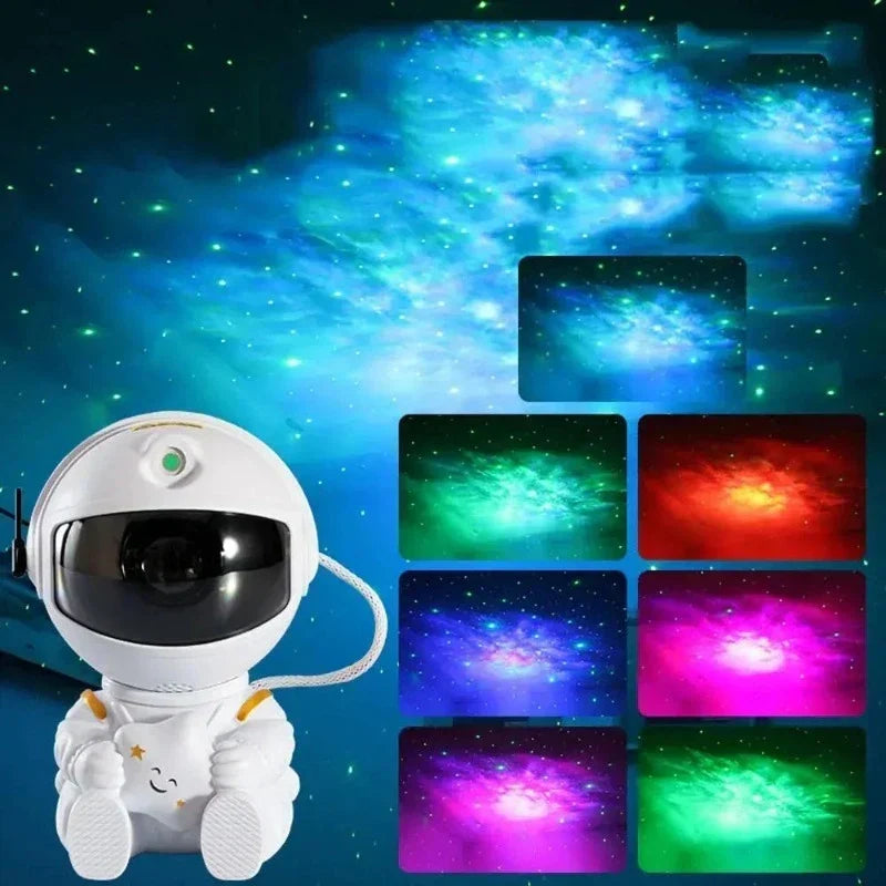 Galaxy Stjernehimmel Projektør Lampe - Astronaut LED Projektion Natlys til Soveværelse |