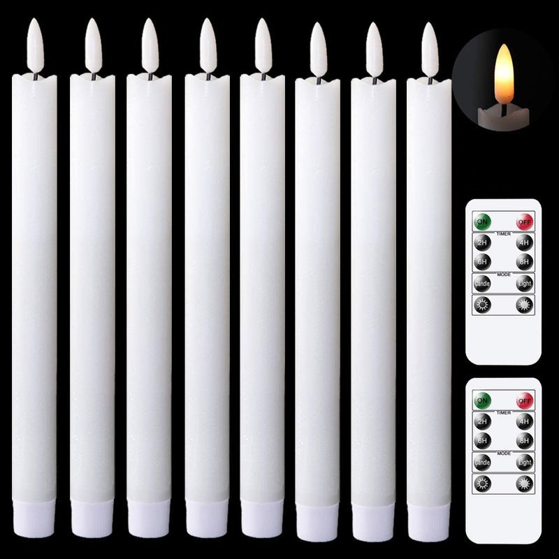 Flammefri blinkende stearinlys med 2 fjernbetjeninger og timer, ægte voks 3D væglys batteridrevet, julehjem bryllupsdekoration