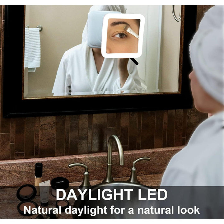 GlowView 10X Belyst Forstørrelsesspejl med LED &amp; Sugekop – Bærbart Makeup Spejl