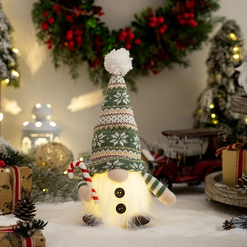 LED Jule Gnome | Strikket Design med Nattelys | Glødende Jule Dekoration | Varm &amp; Hyggelig
