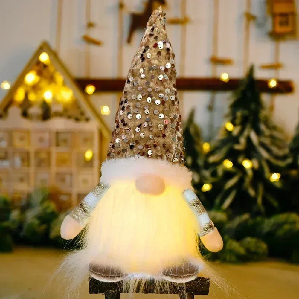 LED Jule Gnome | Strikket Design med Nattelys | Glødende Jule Dekoration | Varm &amp; Hyggelig