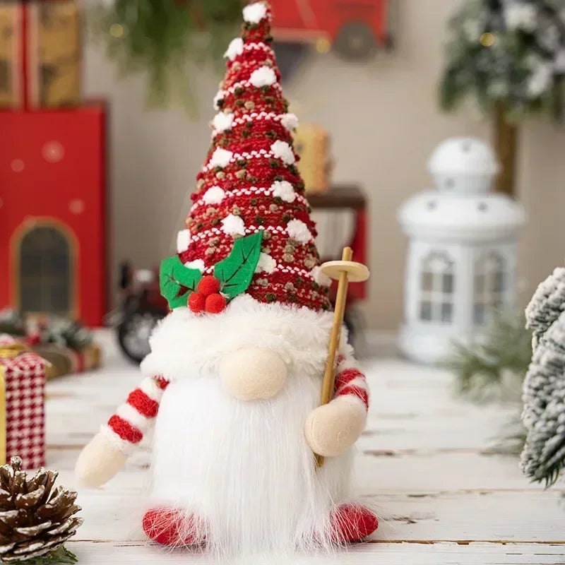 LED Jule Gnome | Strikket Design med Nattelys | Glødende Jule Dekoration | Varm &amp; Hyggelig
