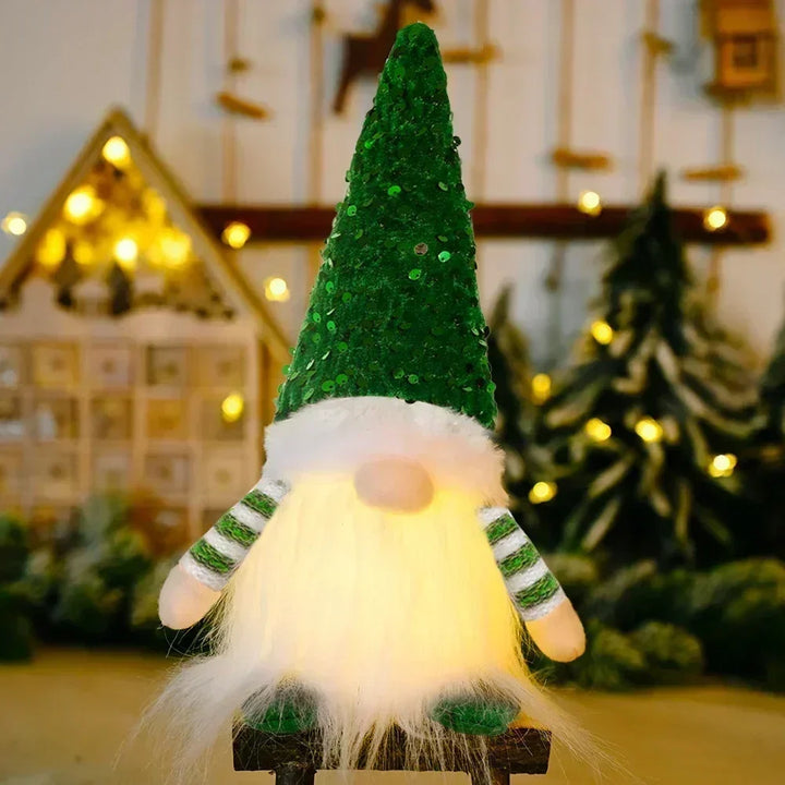 LED Jule Gnome | Strikket Design med Nattelys | Glødende Jule Dekoration | Varm &amp; Hyggelig
