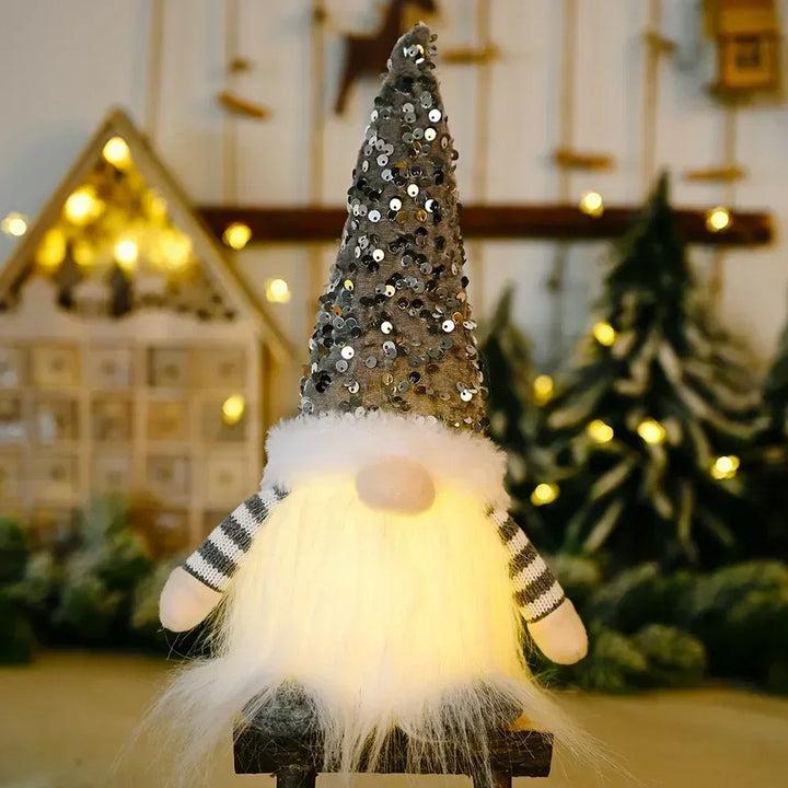 LED Jule Gnome | Strikket Design med Nattelys | Glødende Jule Dekoration | Varm &amp; Hyggelig