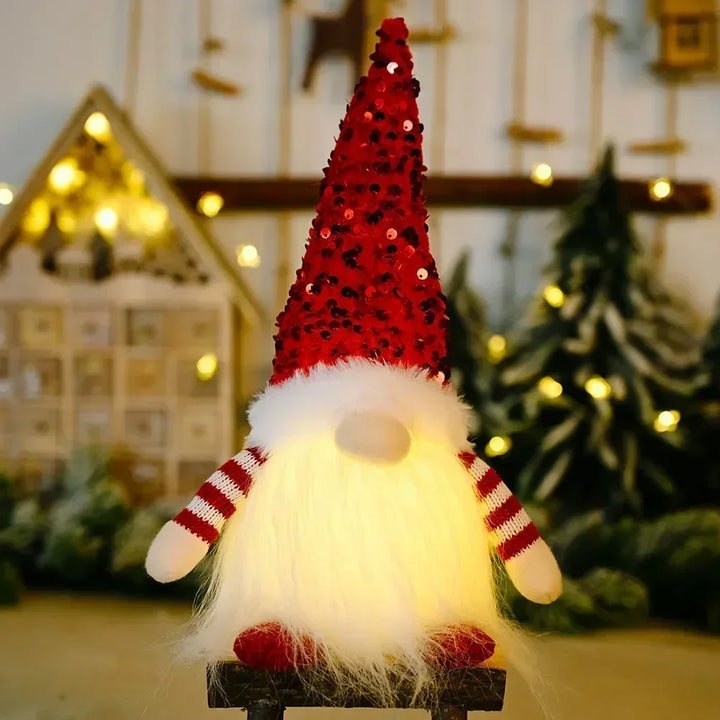 LED Jule Gnome | Strikket Design med Nattelys | Glødende Jule Dekoration | Varm &amp; Hyggelig
