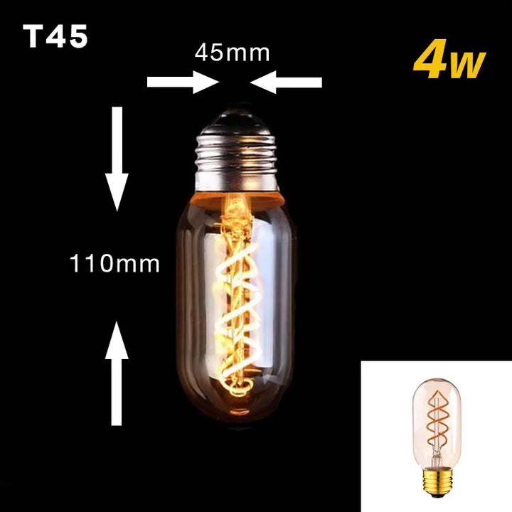 Dimmbar Vintage LED Pære (3W, E27 Base) - Gylden Spiral Filament til Kranse &amp; Dekorativ Belysning