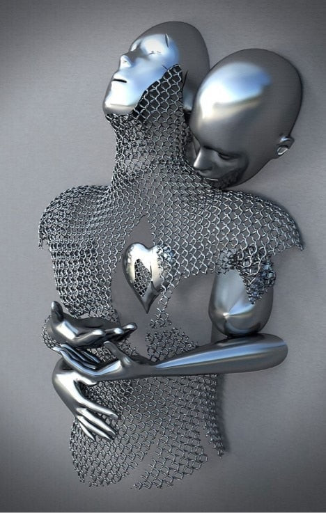 Metal Figur Statuer Stilarter Abstrakt Lærred Maleri Par Vægkunst Kærlighed Skulptur Plakat Print Hjem Dekor Living Room Gaver