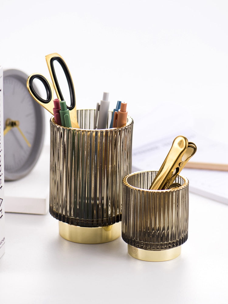 Elise Guldfolie Glas Makeup Holder &amp; Organizer