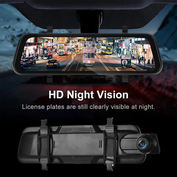 VisionMirror Pro – Ultra HD Spejl Dash Cam med Trådløs CarPlay &amp; Android Auto