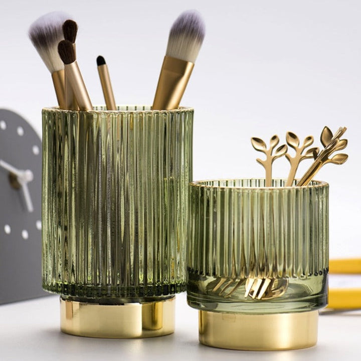 Elise Guldfolie Glas Makeup Holder &amp; Organizer