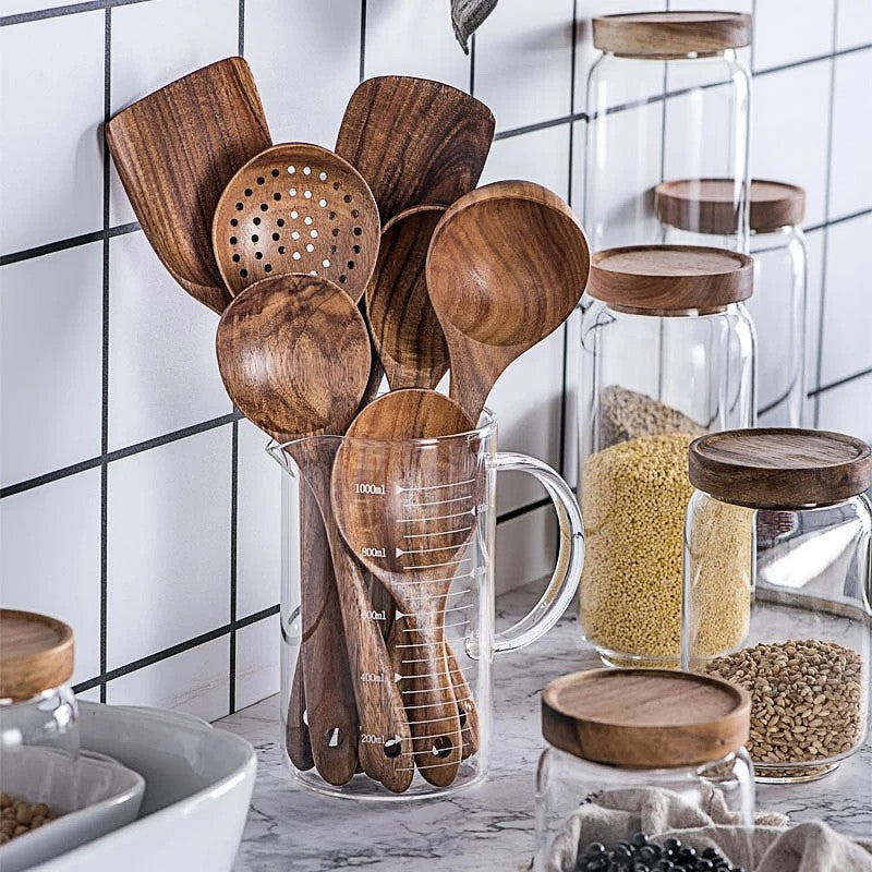 TeakChef 7-delt køkkenværktøjssæt – Premium teak køkkenredskaber til stil og funktionalitet