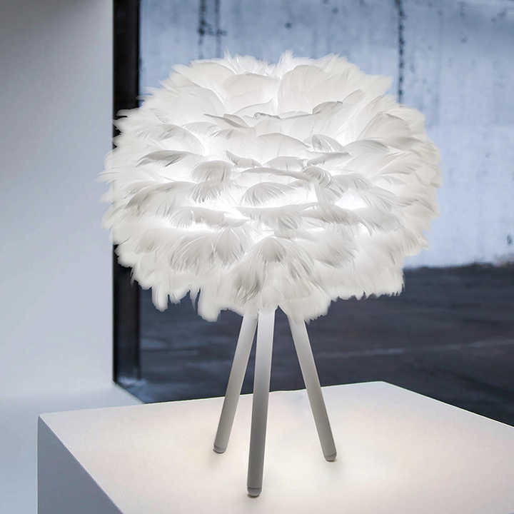 Bordlampe - FeatherLux - Dæmpbart Lys - Elegant Fjer Design