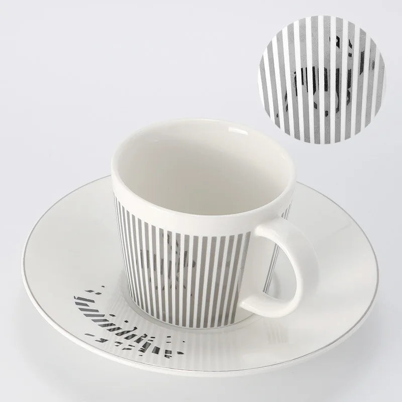 Kreativ dynamisk SLR kop Leopard anamorfisk zebra kop Luycho kaffe te kop sæt med underlag 90ml-225ml