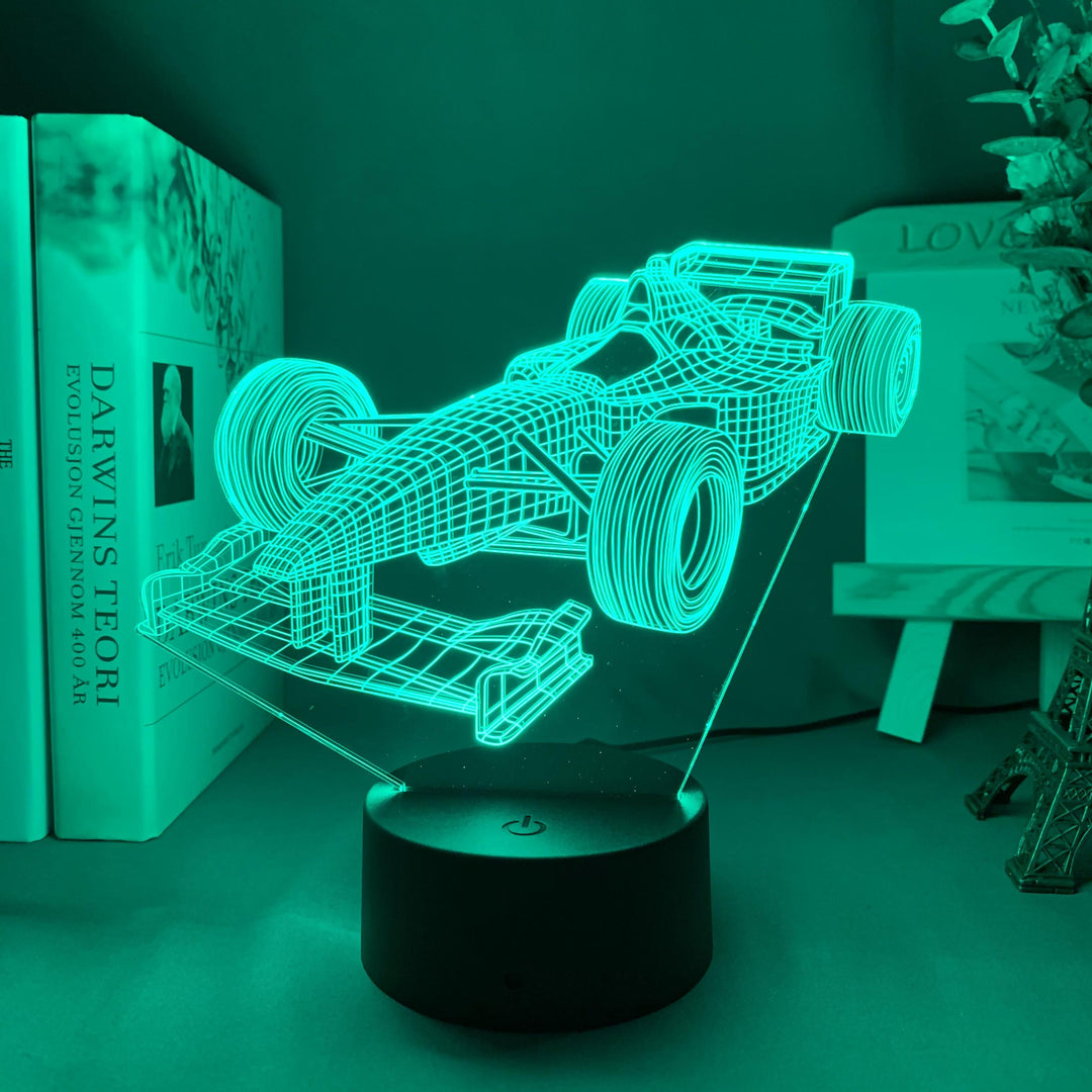 Formel-1-3D-Illusionslampe med farvetilstand