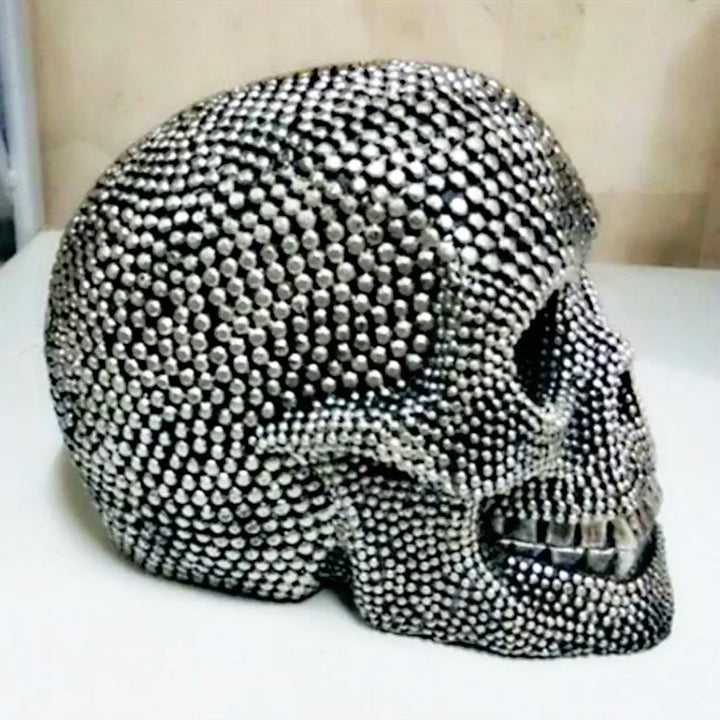 BUF Stor Sølv/Guld Dødningehoved Statue Harpiks Håndværk Dekorative Ornamenter Halloween Dekoration Skulptur Hjem Deko Figurer