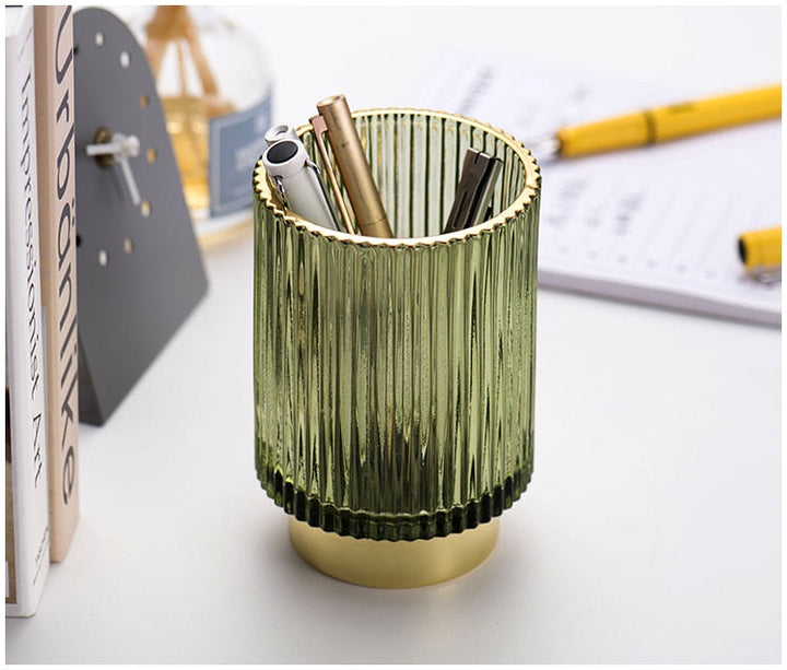 Elise Guldfolie Glas Makeup Holder &amp; Organizer