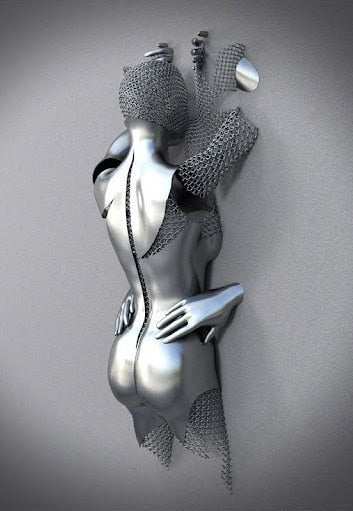 Metal Figur Statuer Stilarter Abstrakt Lærred Maleri Par Vægkunst Kærlighed Skulptur Plakat Print Hjem Dekor Living Room Gaver
