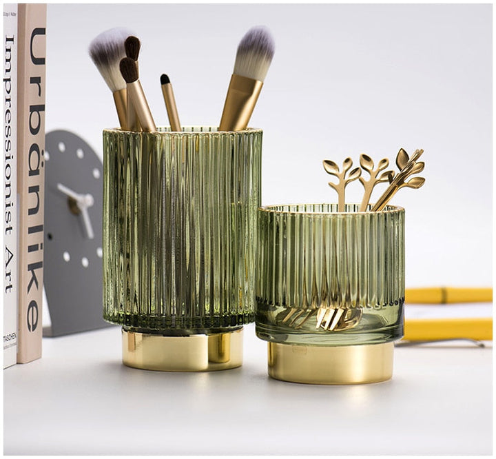 Elise Guldfolie Glas Makeup Holder &amp; Organizer