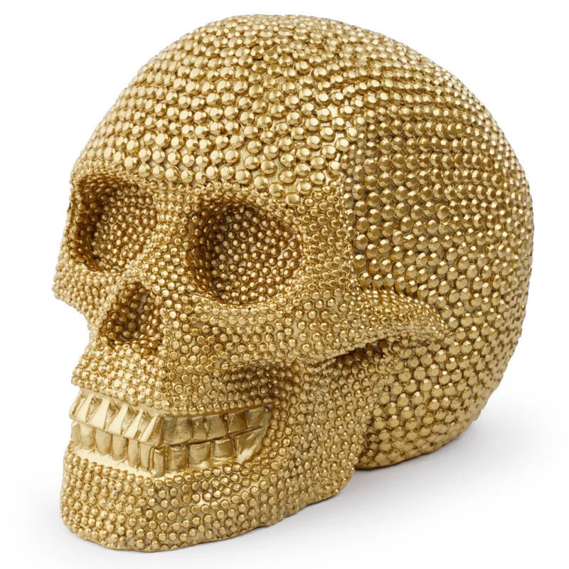 BUF Stor Sølv/Guld Dødningehoved Statue Harpiks Håndværk Dekorative Ornamenter Halloween Dekoration Skulptur Hjem Deko Figurer