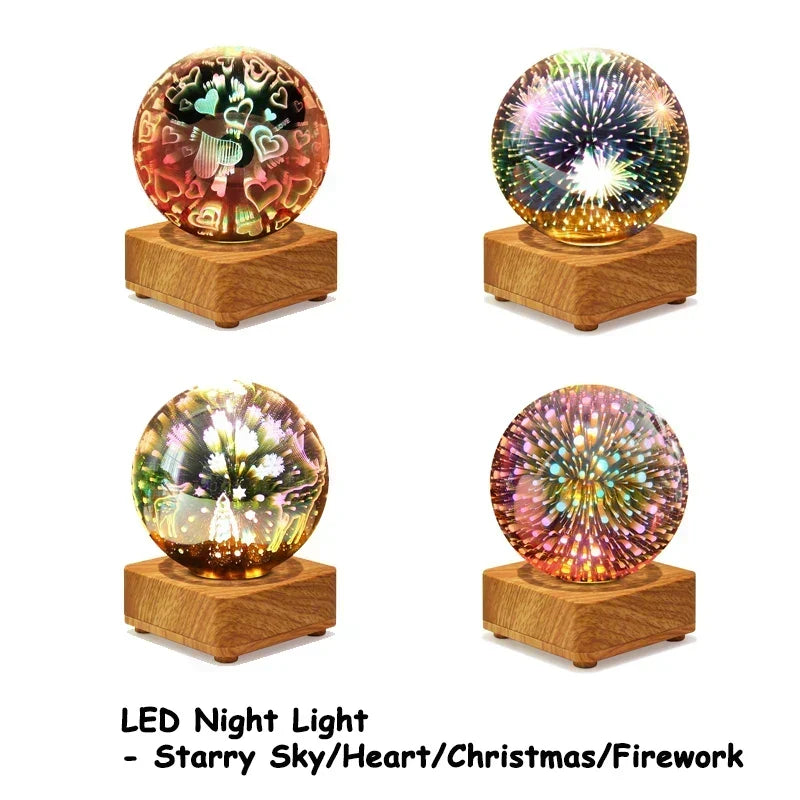 LumiNova 3D Nattelys | Farveskiftende Stjernehimmel Lampe | USB LED Dekorationslys | Til Soveværelser &amp; Gaveideer