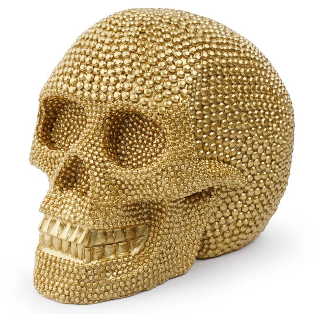 BUF Stor Sølv/Guld Dødningehoved Statue Harpiks Håndværk Dekorative Ornamenter Halloween Dekoration Skulptur Hjem Deko Figurer