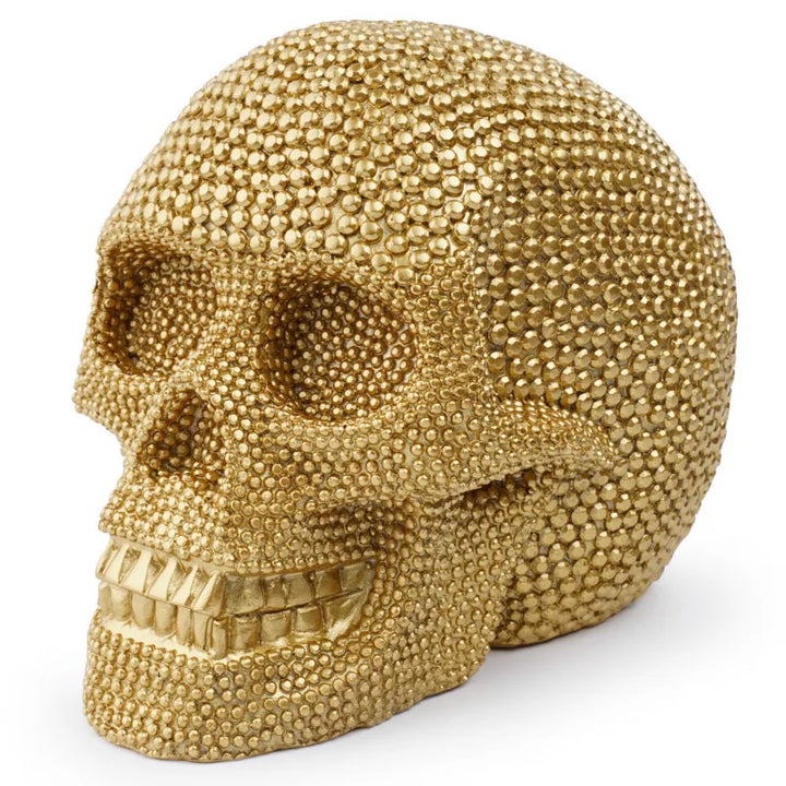 BUF Stor Sølv/Guld Dødningehoved Statue Harpiks Håndværk Dekorative Ornamenter Halloween Dekoration Skulptur Hjem Deko Figurer
