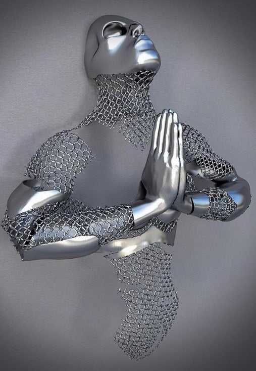 Metal Figur Statuer Stilarter Abstrakt Lærred Maleri Par Vægkunst Kærlighed Skulptur Plakat Print Hjem Dekor Living Room Gaver
