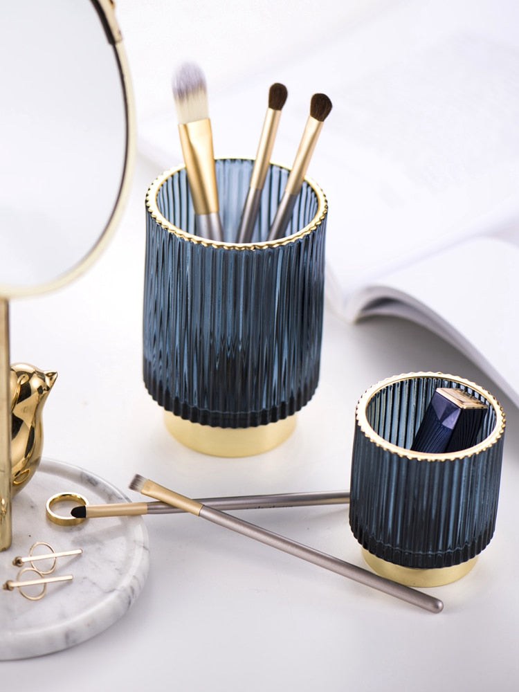 Elise Guldfolie Glas Makeup Holder &amp; Organizer