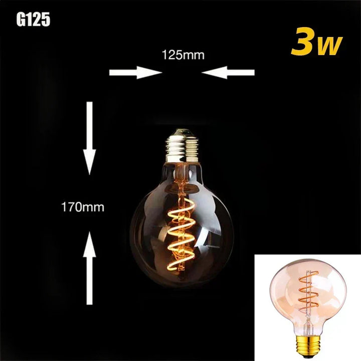 Dimmbar Vintage LED Pære (3W, E27 Base) - Gylden Spiral Filament til Kranse &amp; Dekorativ Belysning