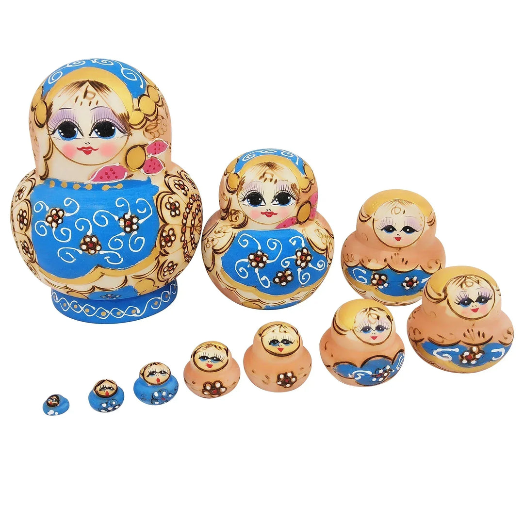 10 stk./sæt træ russiske matryoshka dukker