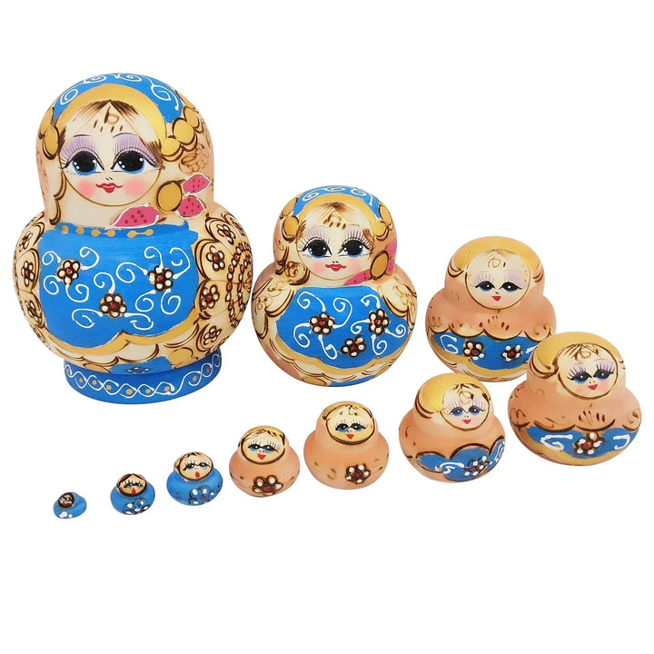 10 stk./sæt træ russiske matryoshka dukker