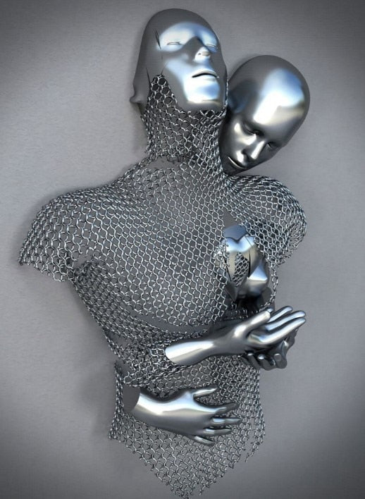 Metal Figur Statuer Stilarter Abstrakt Lærred Maleri Par Vægkunst Kærlighed Skulptur Plakat Print Hjem Dekor Living Room Gaver