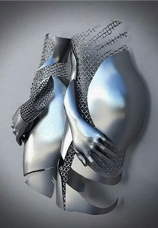 Metal Figur Statuer Stilarter Abstrakt Lærred Maleri Par Vægkunst Kærlighed Skulptur Plakat Print Hjem Dekor Living Room Gaver
