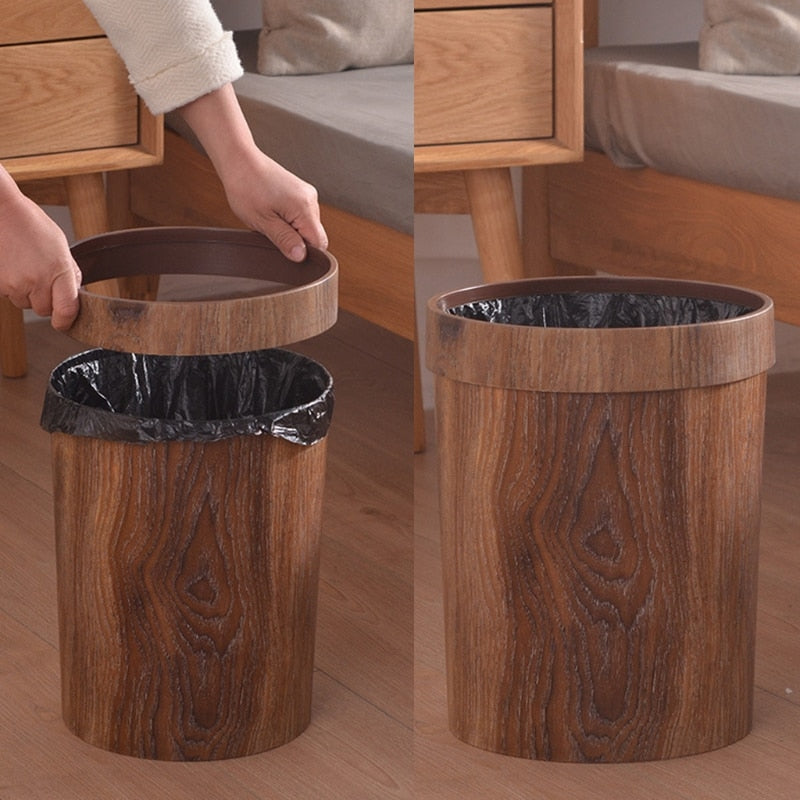 Elegant Retro Træfiber Affaldsspand