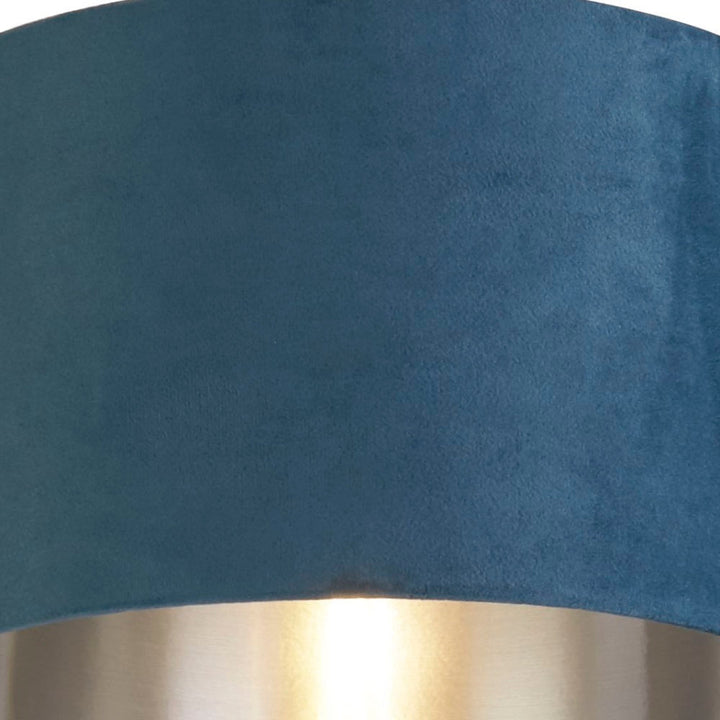Teal Blå Velour Vintage Easy Fit Trommeskærm med Sølv Inderside 28 cm