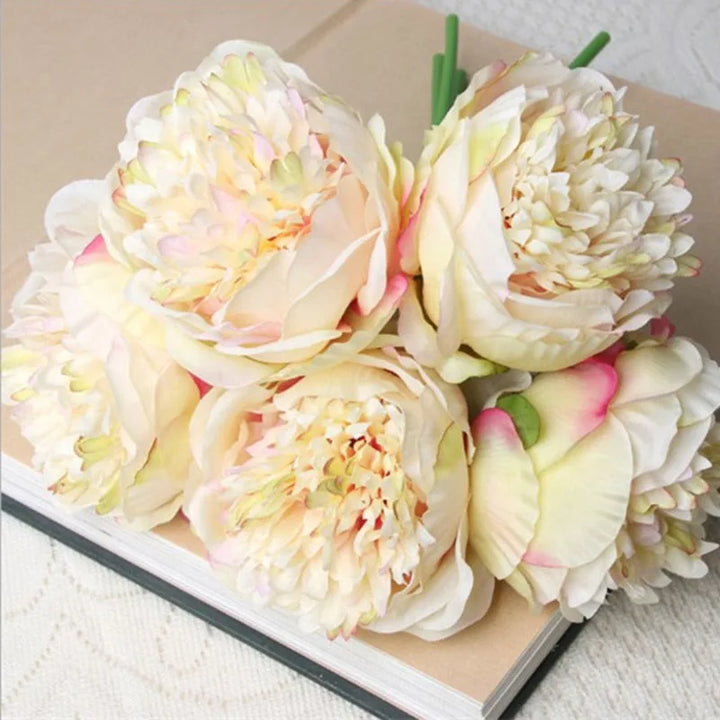 Stort Peony Silke Blomsterbuket Sæt