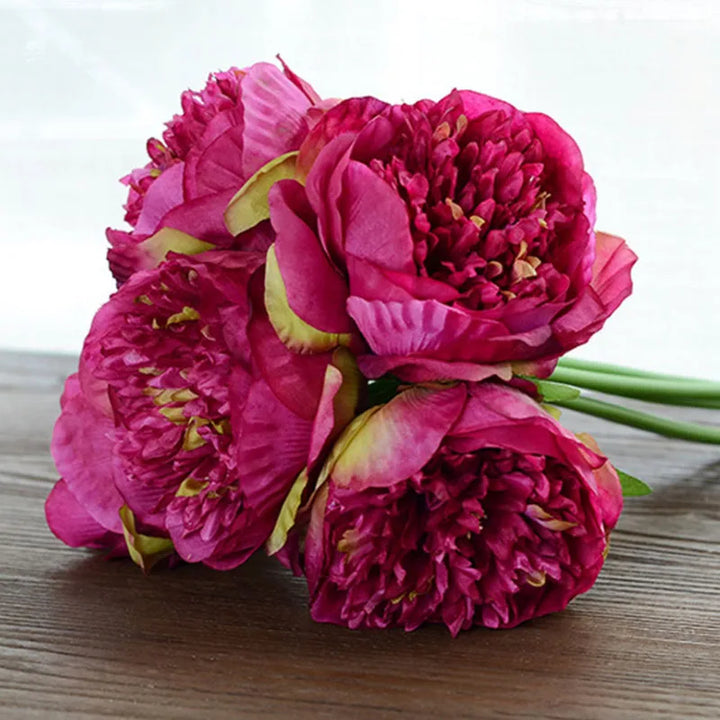 Stort Peony Silke Blomsterbuket Sæt