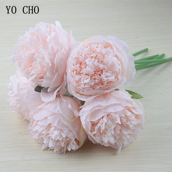 Stort Peony Silke Blomsterbuket Sæt