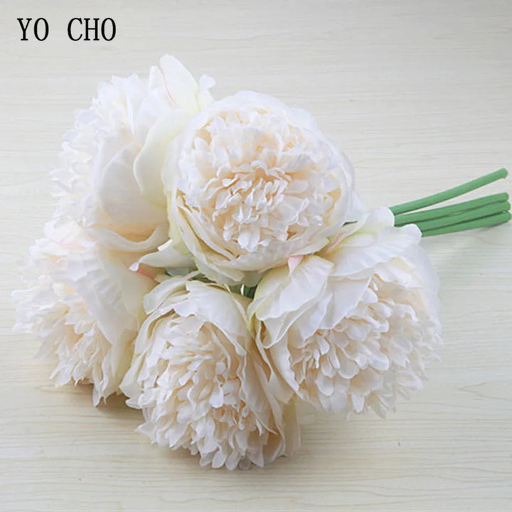 Stort Peony Silke Blomsterbuket Sæt