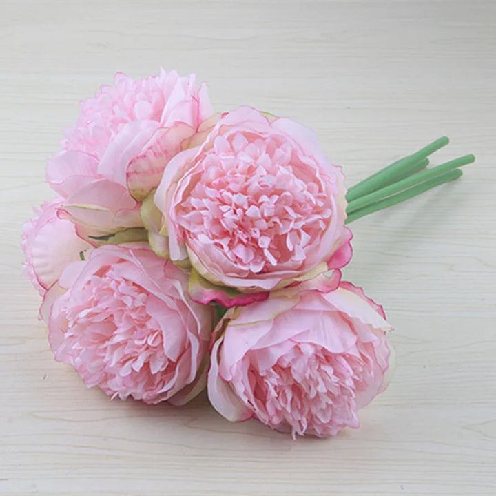 Stort Peony Silke Blomsterbuket Sæt