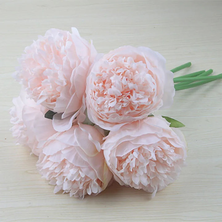Stort Peony Silke Blomsterbuket Sæt