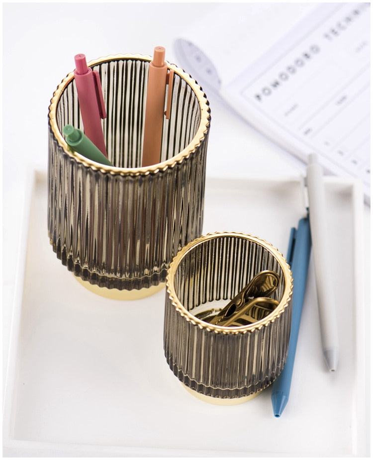 Elise Guldfolie Glas Makeup Holder &amp; Organizer