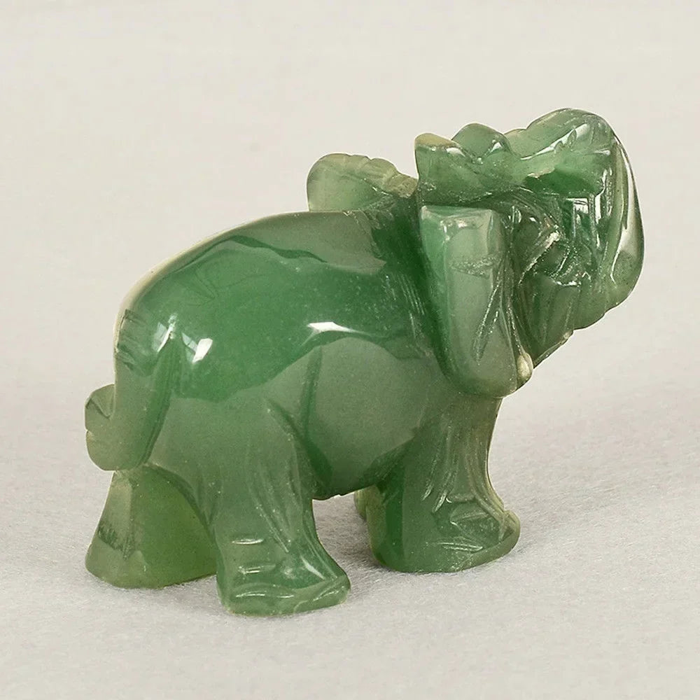 Grøn Aventurine Jade Sten Elefant Statue
