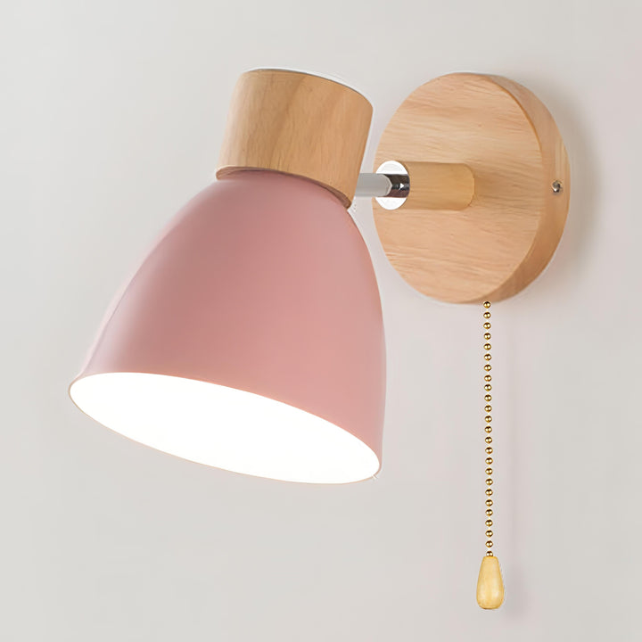Nordisk-modern hængende kontakt væglampe lavet af træ