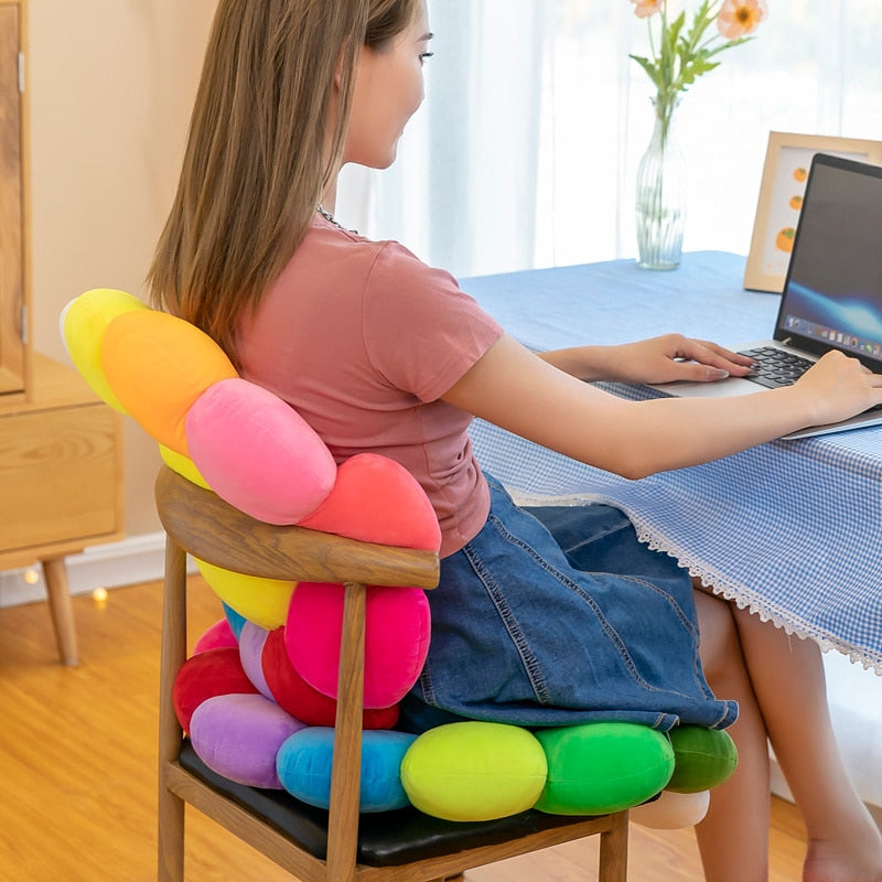 farverig Solsikke Plush Komfort Sæde Pude