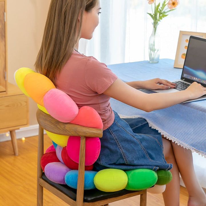 farverig Solsikke Plush Komfort Sæde Pude