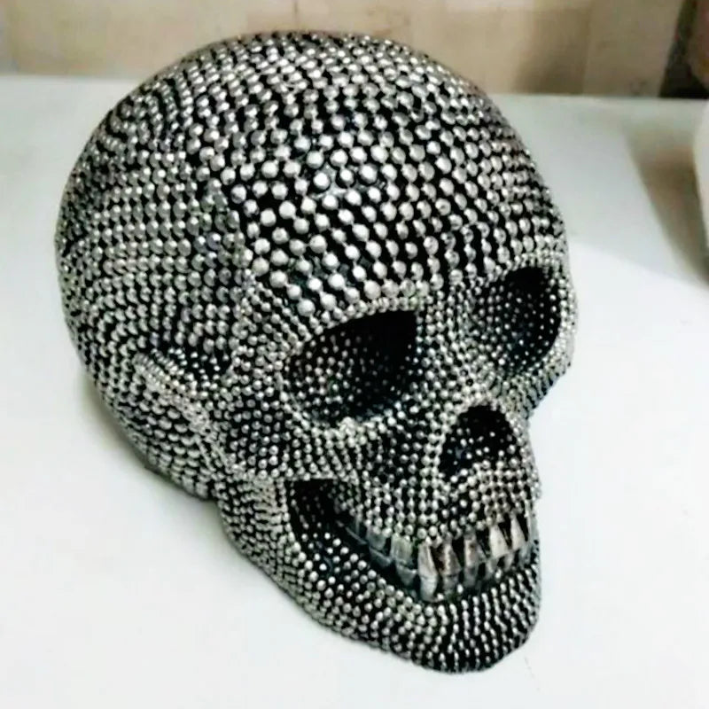 BUF Stor Sølv/Guld Dødningehoved Statue Harpiks Håndværk Dekorative Ornamenter Halloween Dekoration Skulptur Hjem Deko Figurer