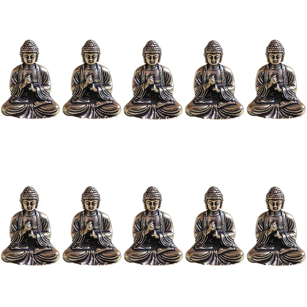 10 stk mini messing siddende Buddha statue figur til rejse buddhisme tilbedelse hjem kontor skrivebordsdekoration