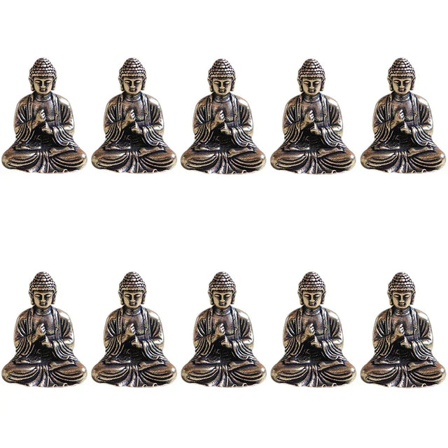 10 stk mini messing siddende Buddha statue figur til rejse buddhisme tilbedelse hjem kontor skrivebordsdekoration
